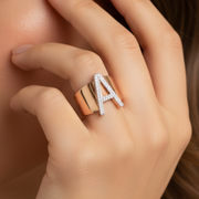 Sentiments Icon Alphabet Diamond Ring